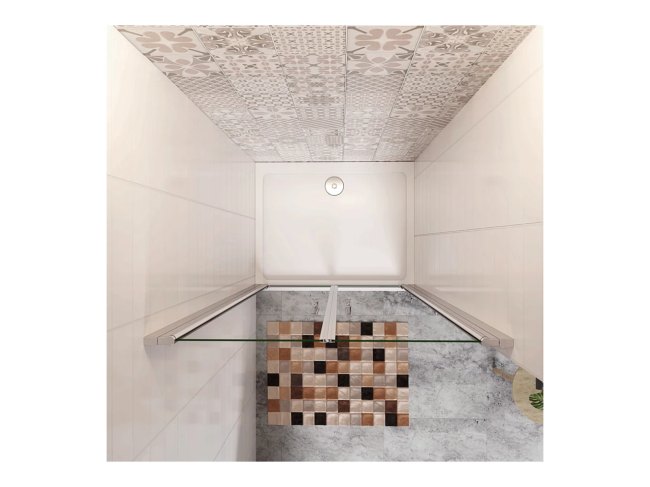 90x197cm Porta Doccia Per Nicchia Doppie Ante Battenti Saloon In Vetro 6mm Temperato Trasparente Anticalcare