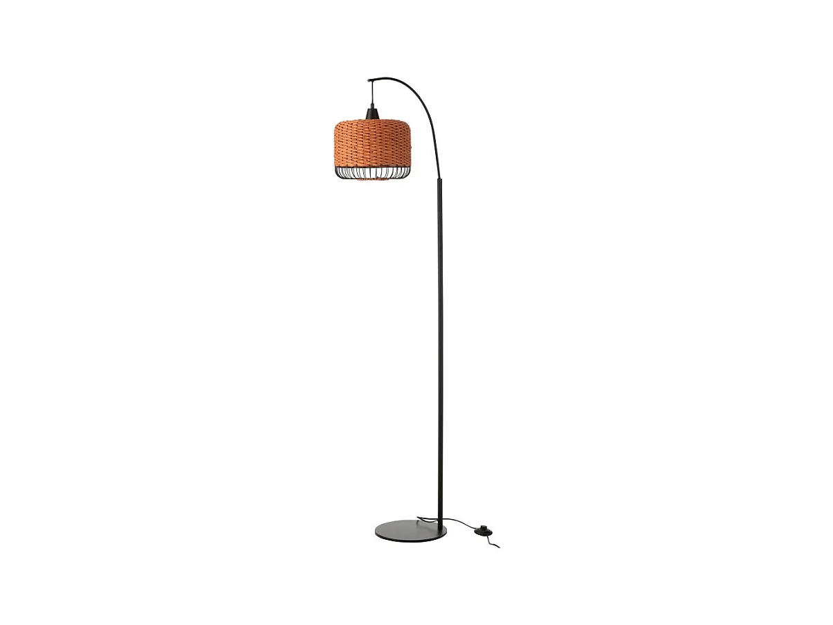 Lámpara de pie de metal y fibra naranja 56x27x168 cm