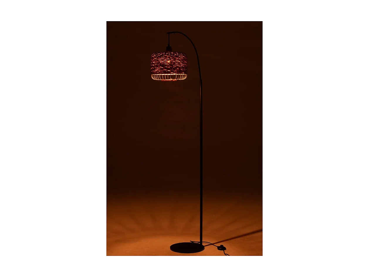 Lámpara de pie de metal y fibra naranja 56x27x168 cm