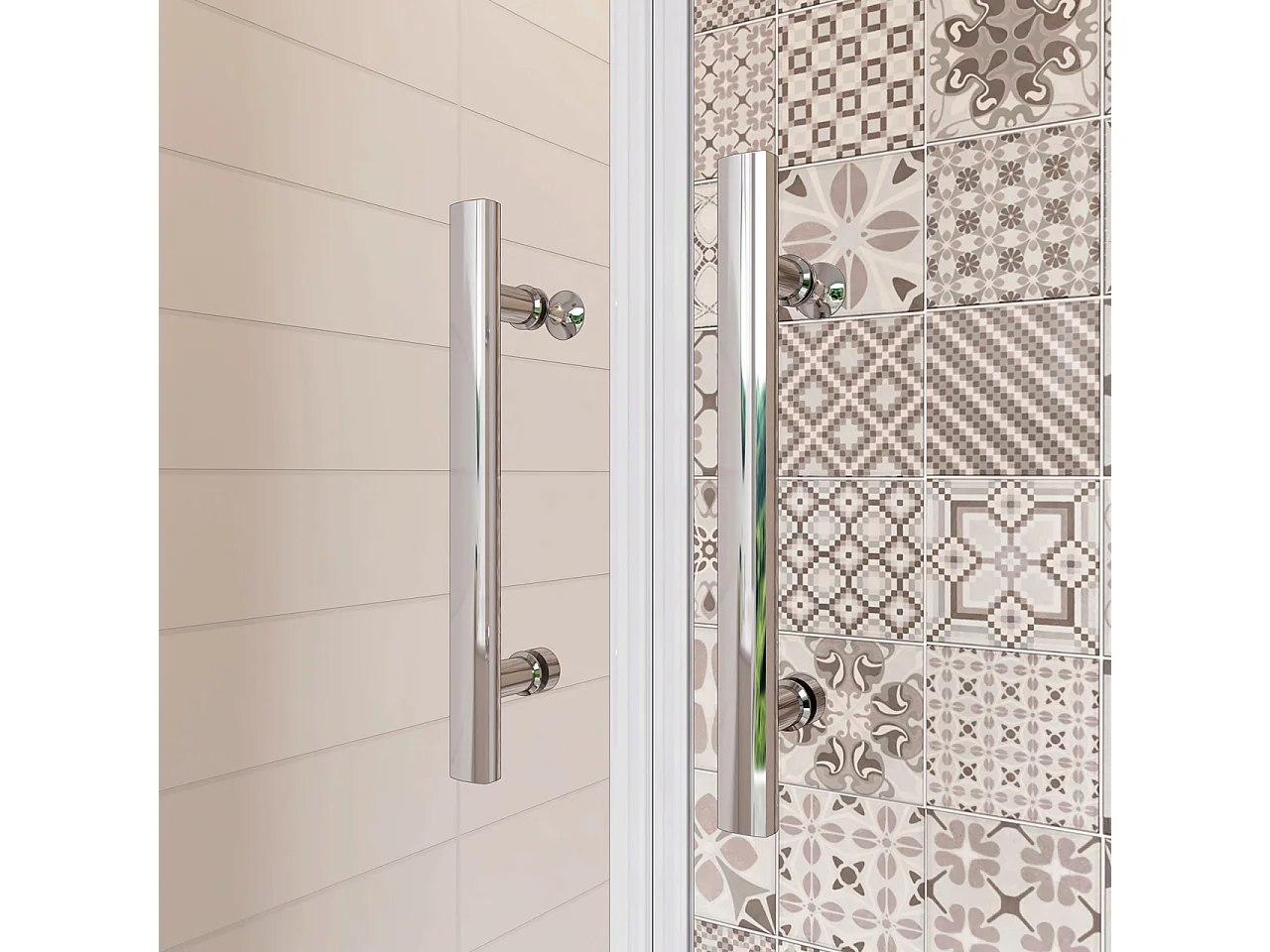 85x197cm Porta Doccia Per Nicchia Doppie Ante Battenti Saloon In Vetro 6mm Temperato Trasparente Anticalcare