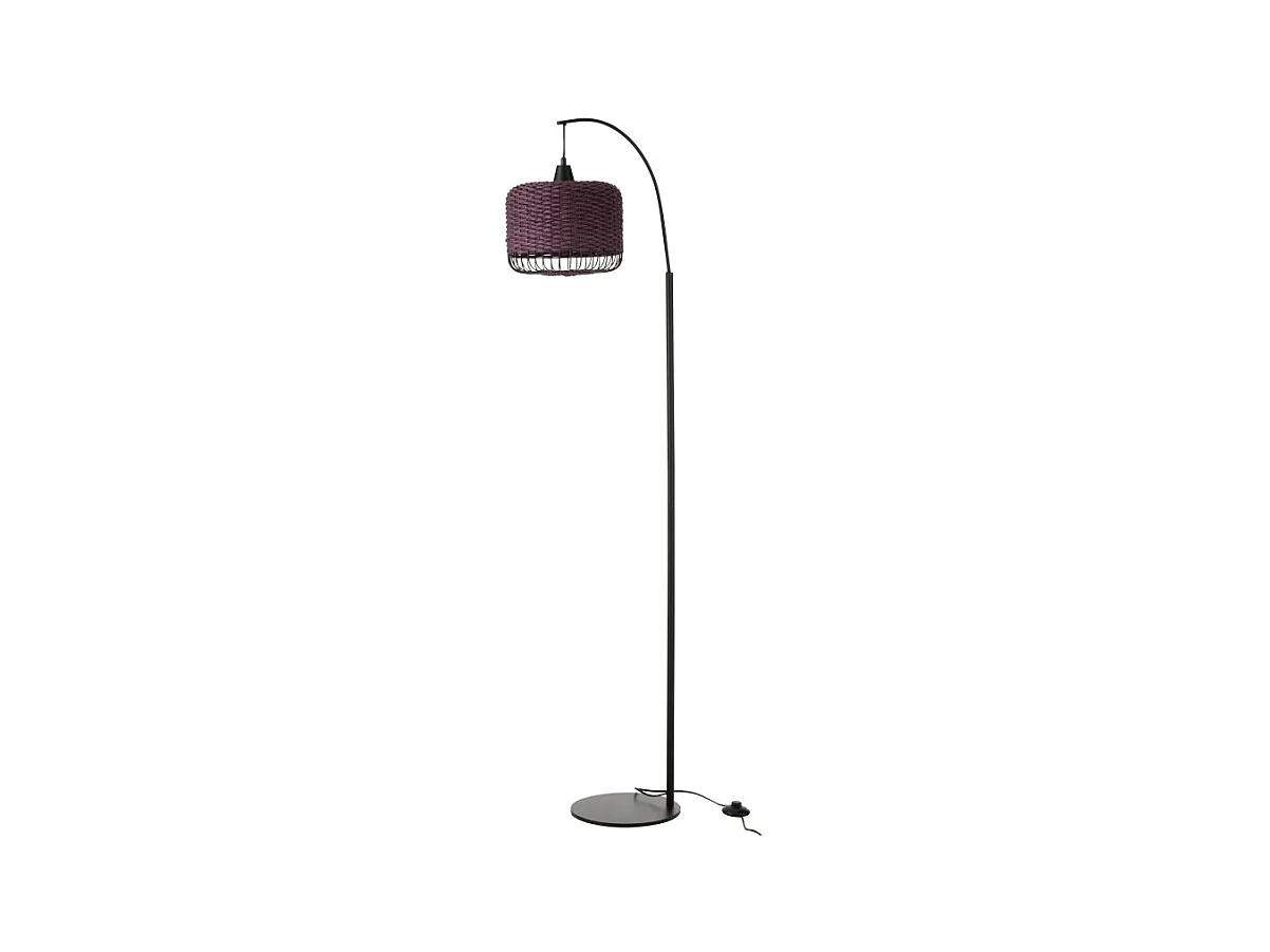 Lámpara farol de metal y fibra marrón 56x27x168 cm
