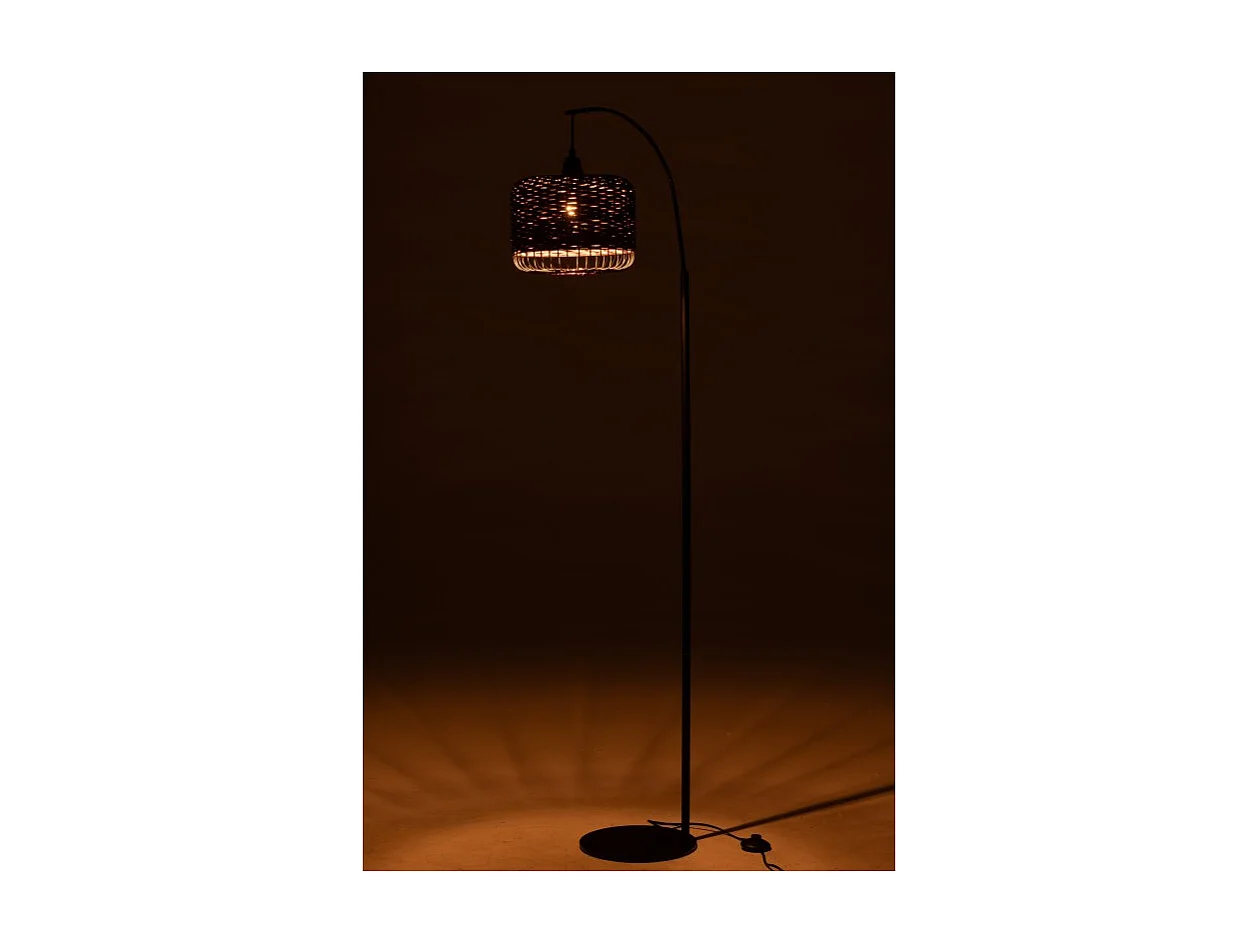 Lámpara farol de metal y fibra marrón 56x27x168 cm