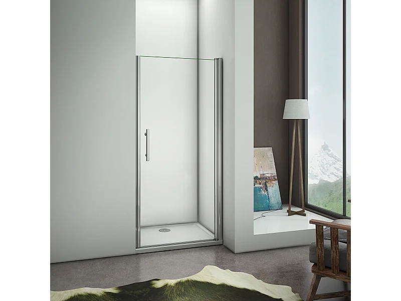 100x187cm Porta Doccia Per Nicchia Apertura Battente In Vetro 6 mm Temperato Trasparente Anticalcare Telaio Cromo Lucido