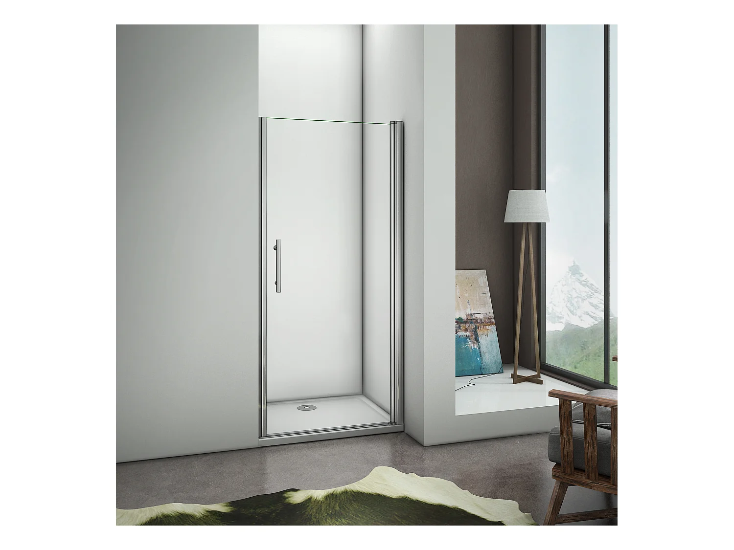 90x187cm Porta Doccia Per Nicchia Apertura Battente In Vetro 6 mm Temperato Trasparente Anticalcare Telaio Cromo Lucido