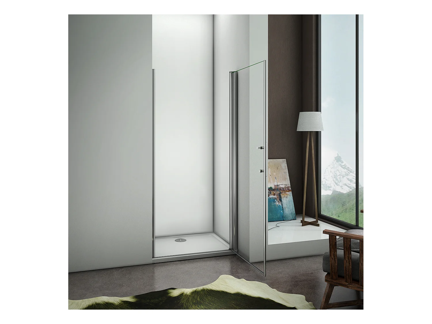 70x187cm Porta Doccia Per Nicchia Apertura Battente In Vetro 6 mm Temperato Trasparente Anticalcare Telaio Cromo Lucido