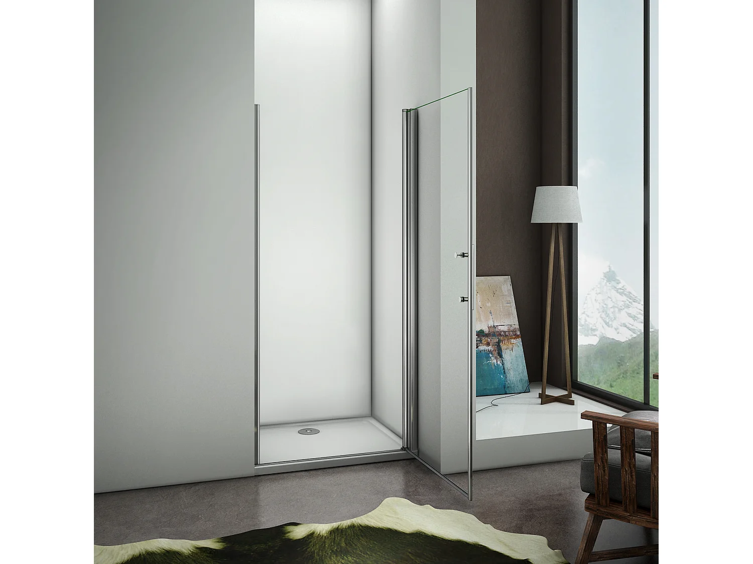 70x187cm Porta Doccia Per Nicchia Apertura Battente In Vetro 6 mm Temperato Trasparente Anticalcare Telaio Cromo Lucido