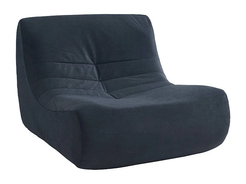 Fauteuil chauffeuse en velours style contemporain 1 place bleu foncé