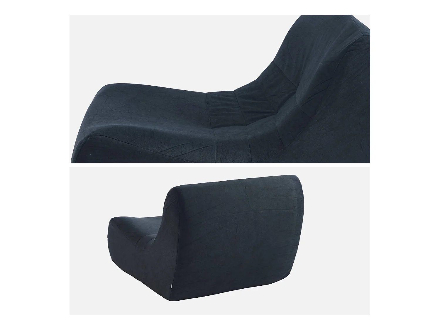 Fauteuil chauffeuse en velours style contemporain 1 place bleu foncé