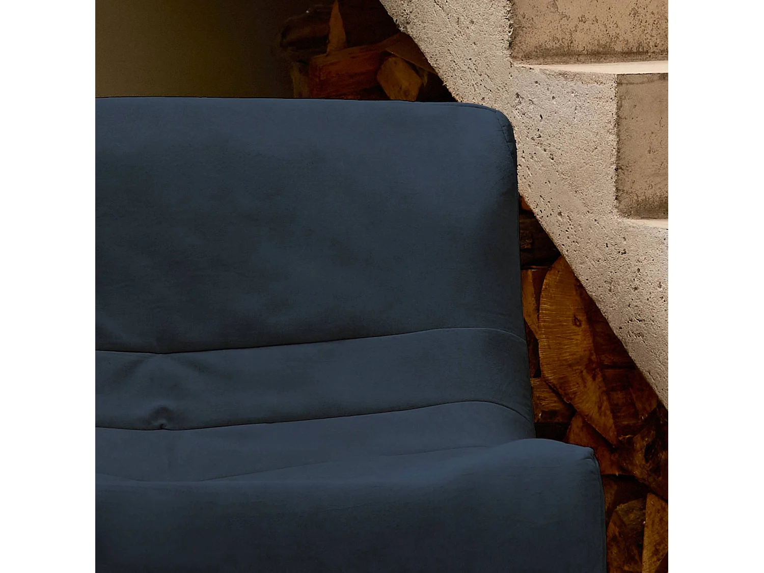 Fauteuil chauffeuse en velours style contemporain 1 place bleu foncé