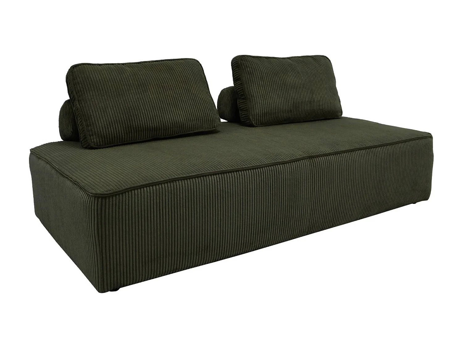 Sofá modular de pana, 2 plazas verde oscuro
