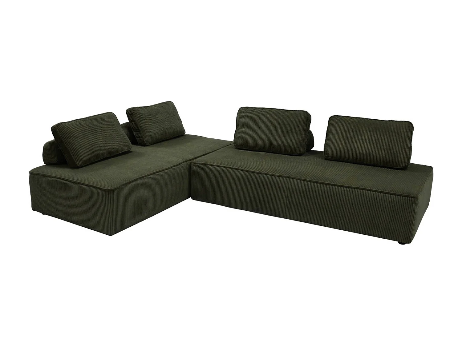 Sofá modular de pana, 2 plazas verde oscuro