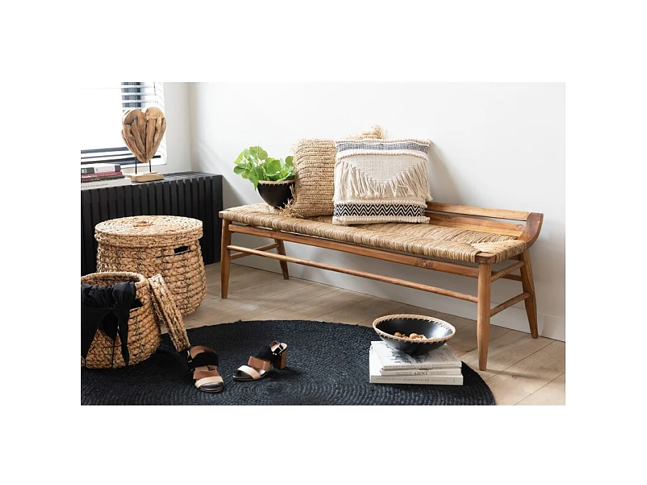 Cojín cuadrado rafia natural 45x45 cm