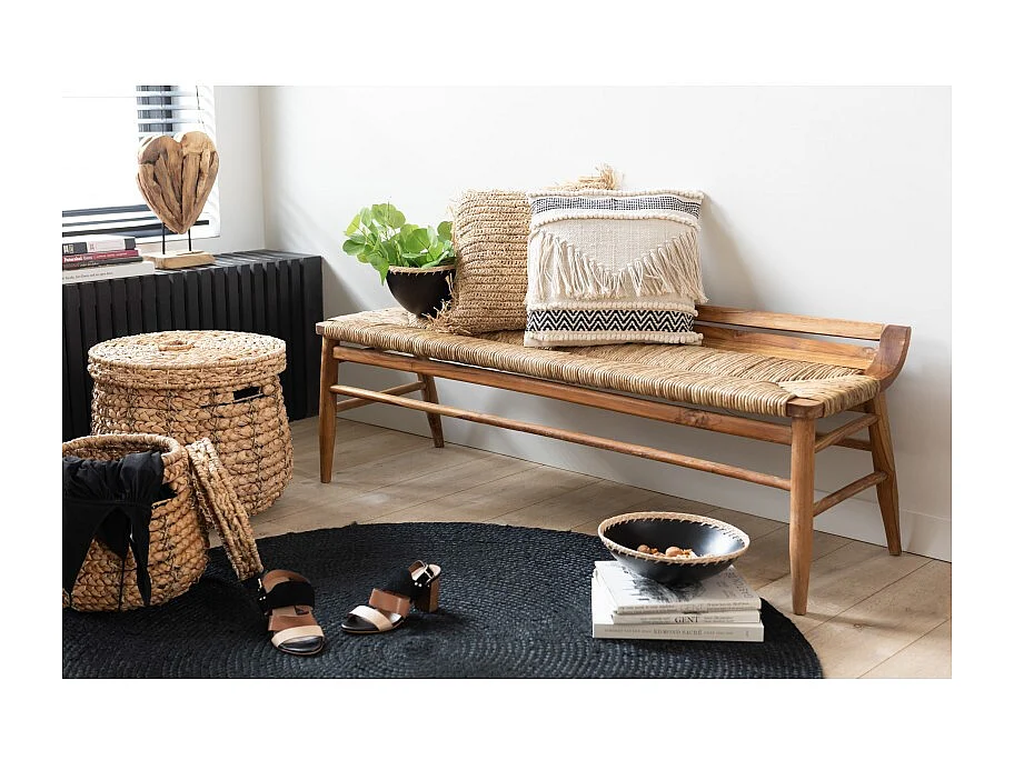 Cojín cuadrado rafia natural 45x45 cm