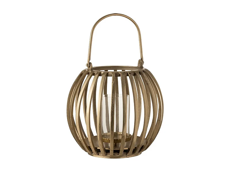 Farol bola de aluminio dorado 34,5x34,5x50 cm