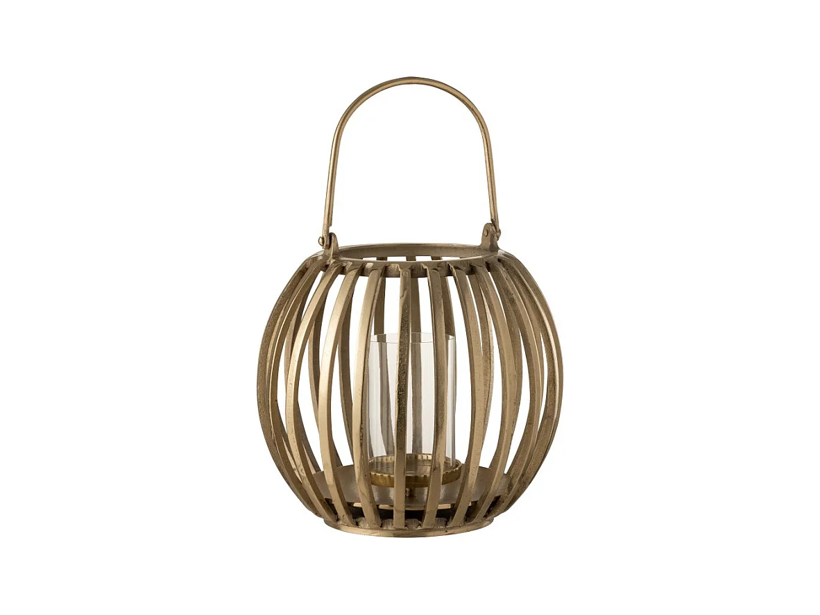 Farol bola de aluminio dorado 34,5x34,5x50 cm