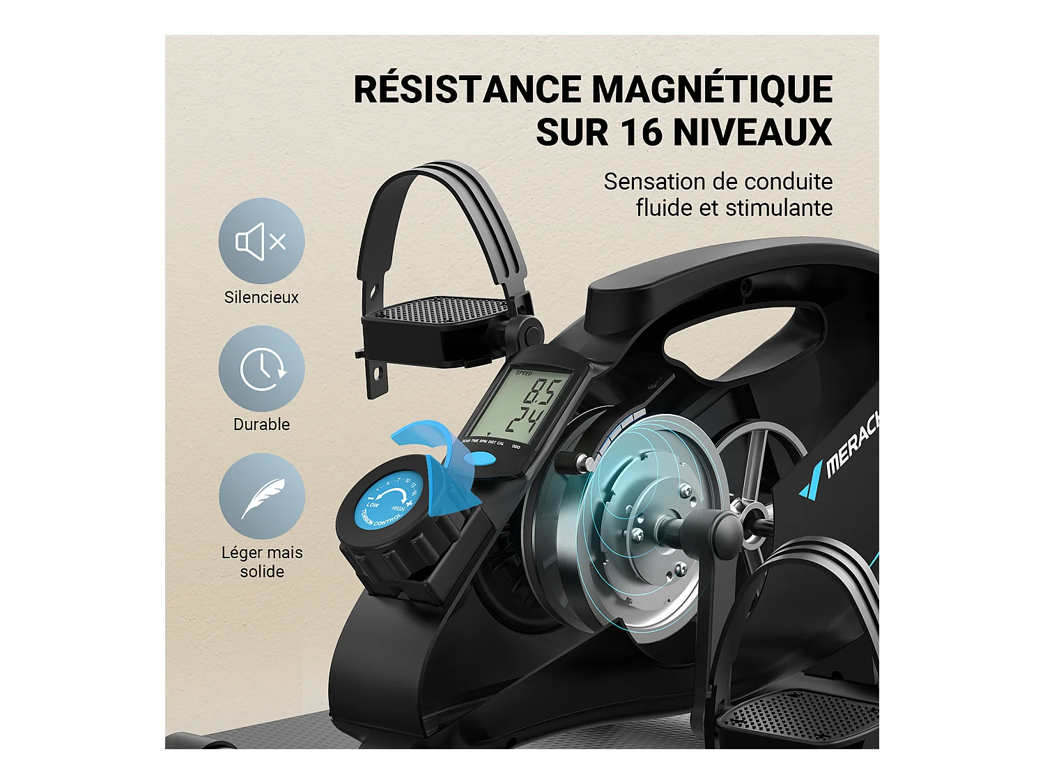 Mini cyclette Merach - mini bike - connettività Bluetooth - tappetino antiscivolo - doppio uso