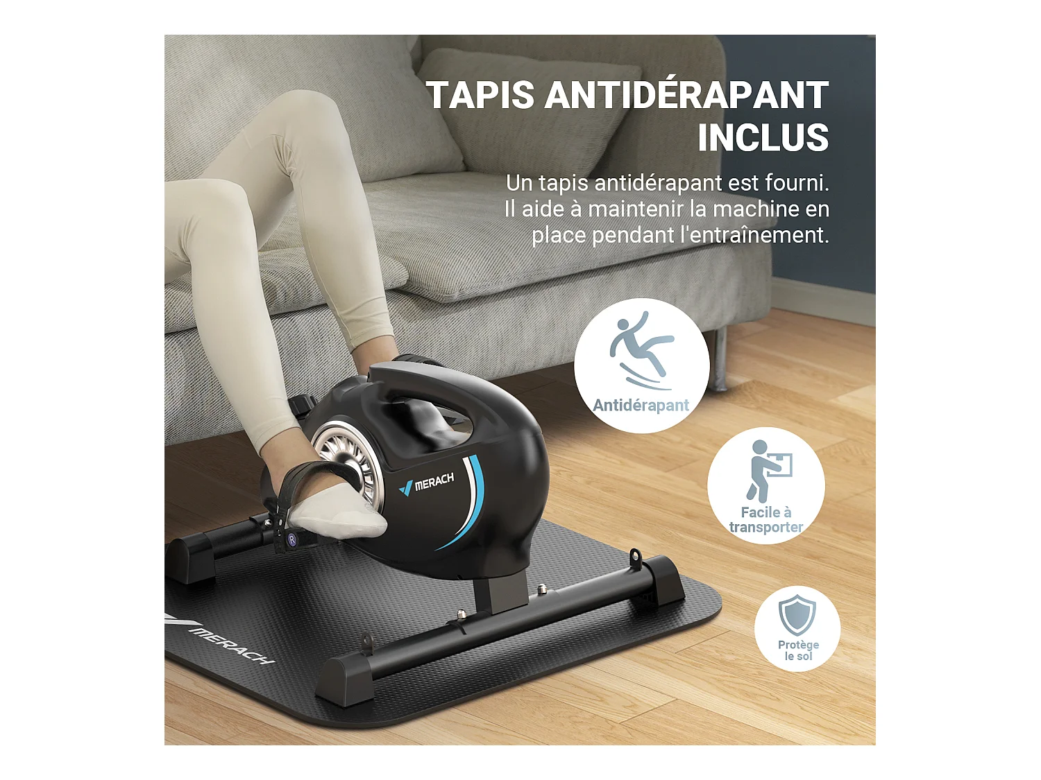 Mini cyclette Merach - mini bike - connettività Bluetooth - tappetino antiscivolo - doppio uso