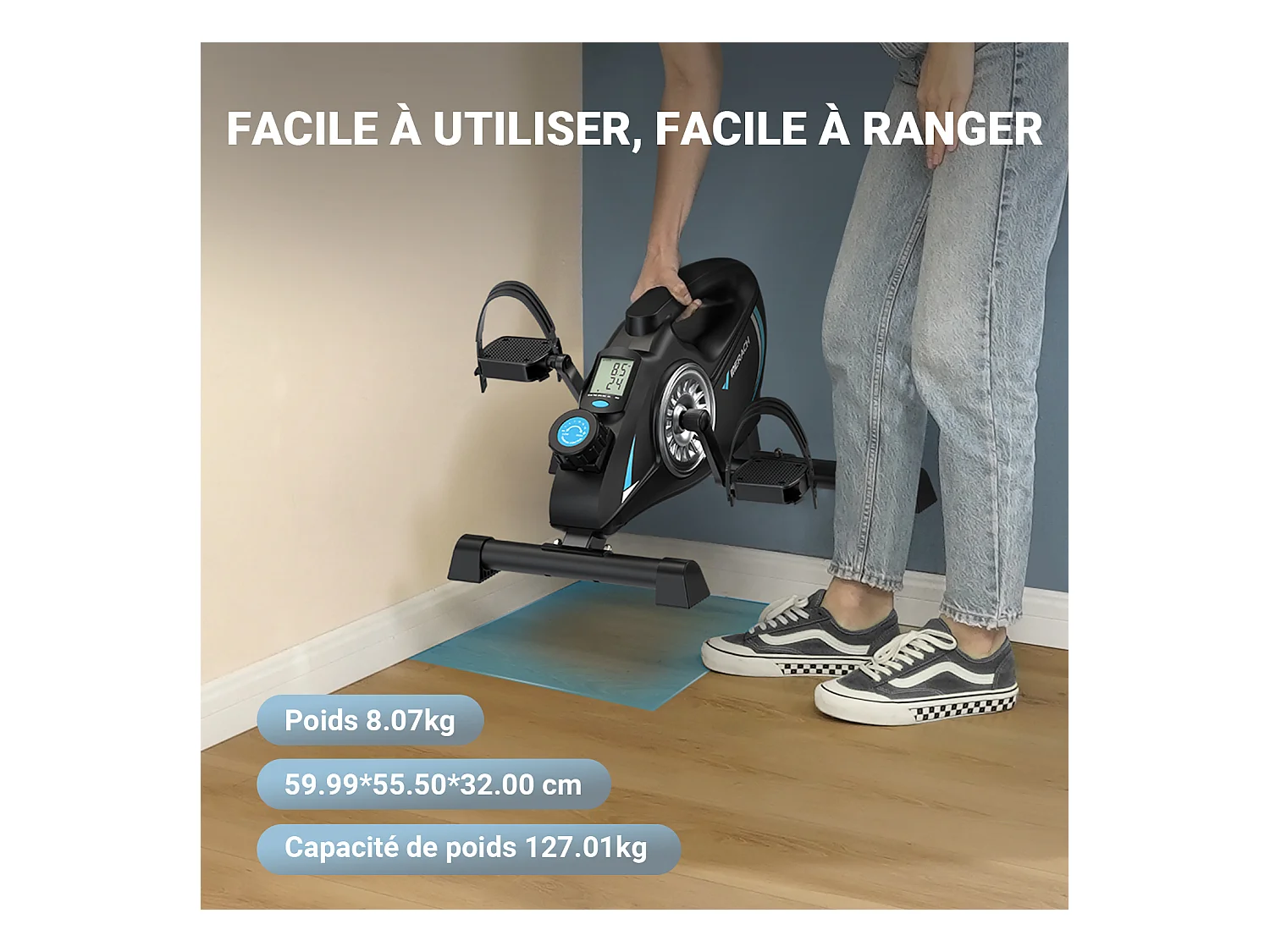 Mini cyclette Merach - mini bike - connettività Bluetooth - tappetino antiscivolo - doppio uso