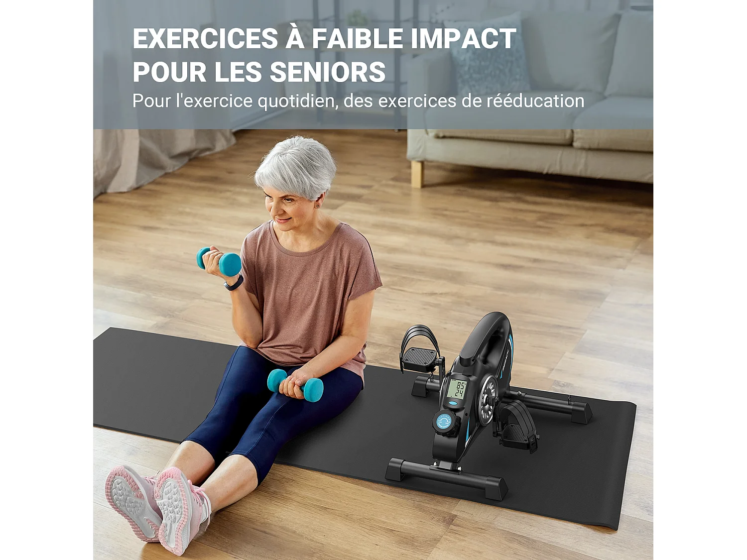 Pédalier D'appartement Merach - Mini Bike - Connectivité Bluetooth - Tapis Antidérapant - Double Usage