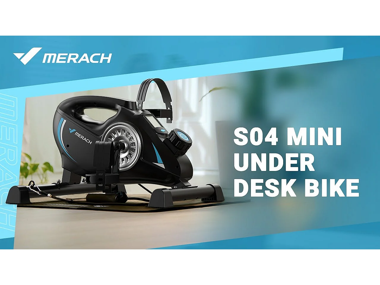 Pédalier D'appartement Merach - Mini Bike - Connectivité Bluetooth - Tapis Antidérapant - Double Usage