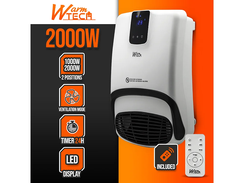 Radiateur soufflant mural sèche serviettes 2000W