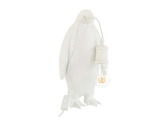 Lámpara pingüino de resina Blanca 18.5x18.5x35cm