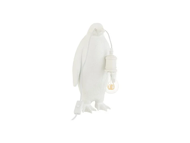 Lámpara pingüino de resina Blanca 18.5x18.5x35cm