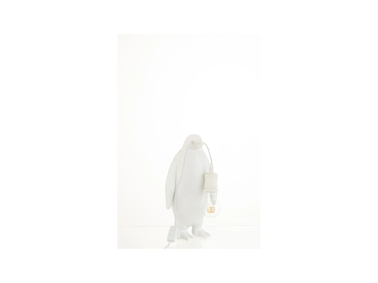 Lámpara pingüino de resina Blanca 18.5x18.5x35cm