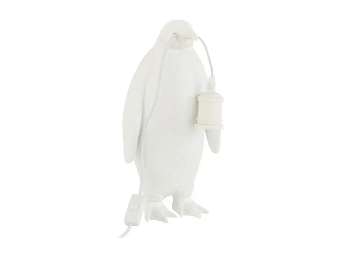Lámpara pingüino de resina Blanca 18.5x18.5x35cm
