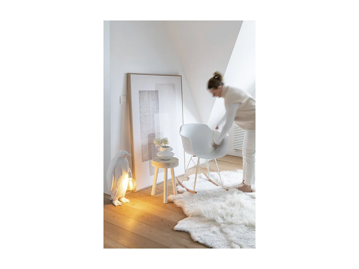 Lámpara pingüino de resina Blanca 18.5x18.5x35cm