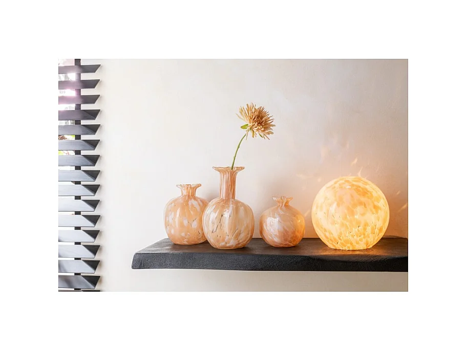 Lámpara redonda de vidrio beige de 29x29x28 cm