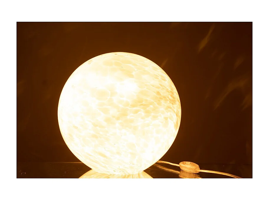 Lámpara redonda de vidrio beige de 29x29x28 cm