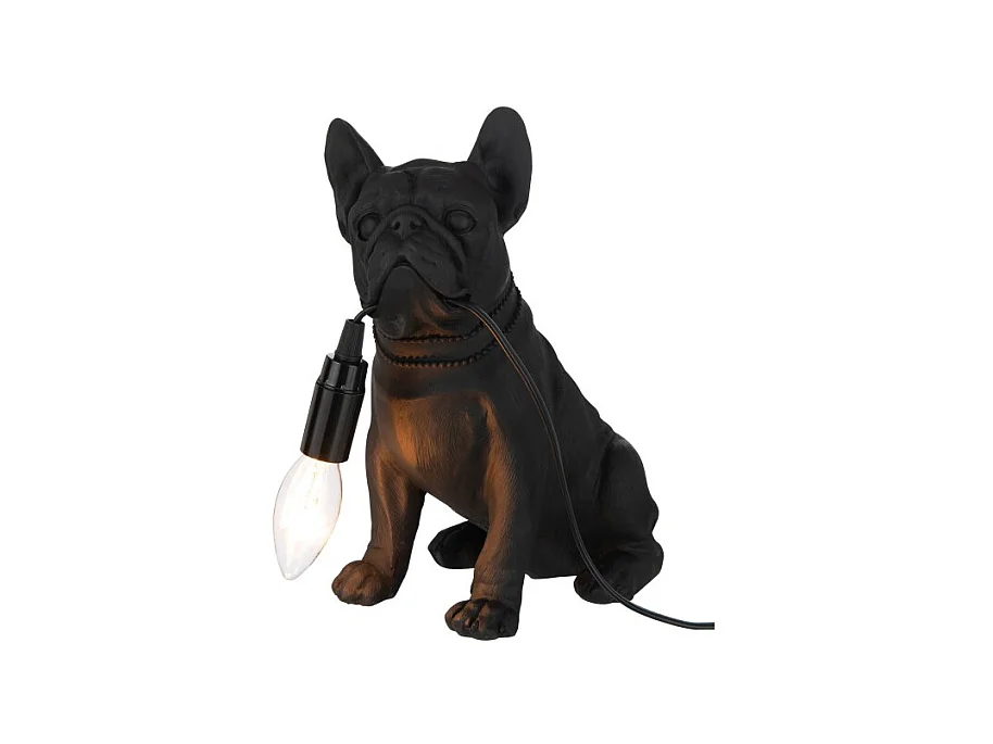 Lámpara de bulldog sintético negro de 25x14x29 cm