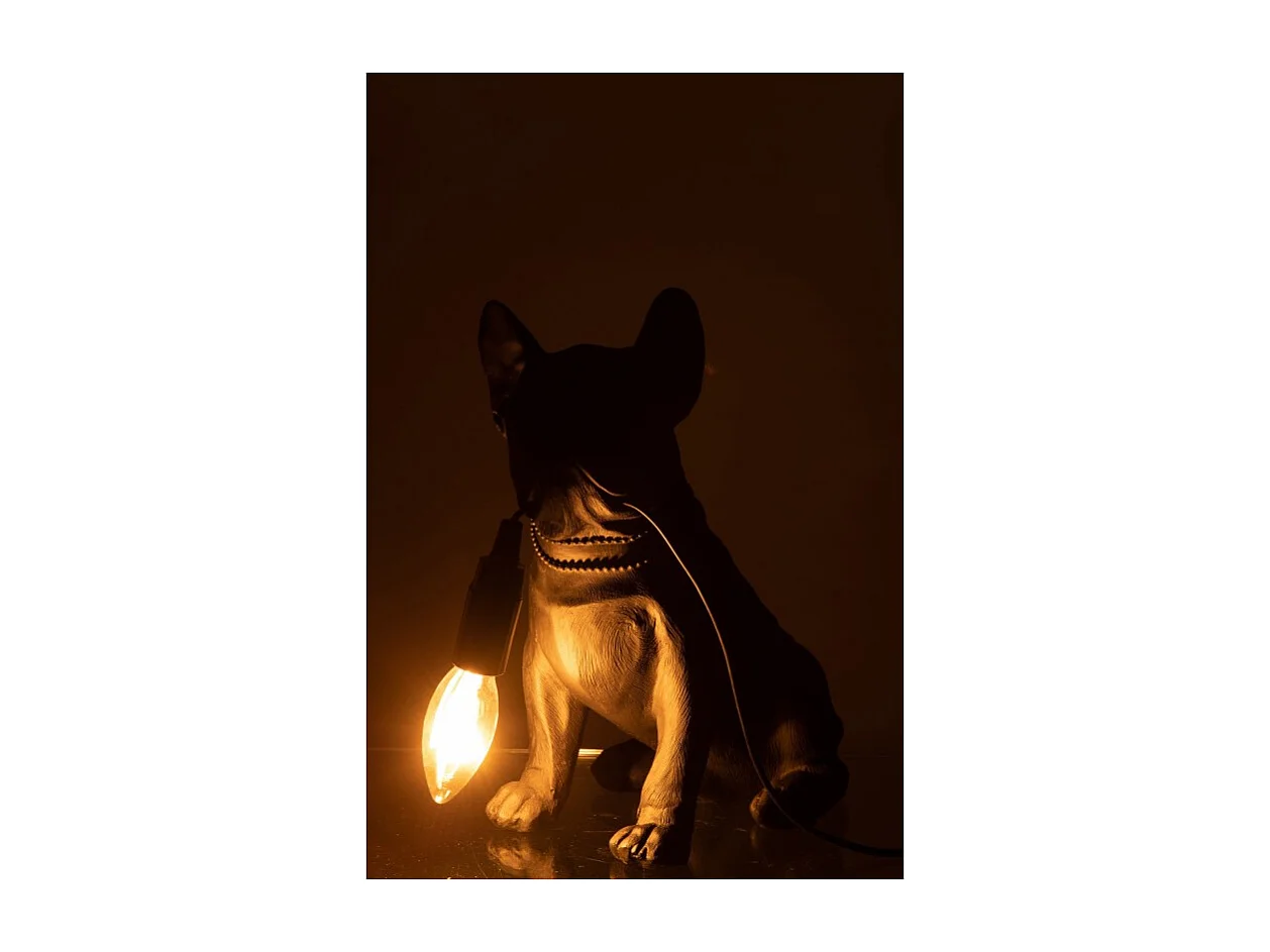 Lámpara de bulldog sintético negro de 25x14x29 cm