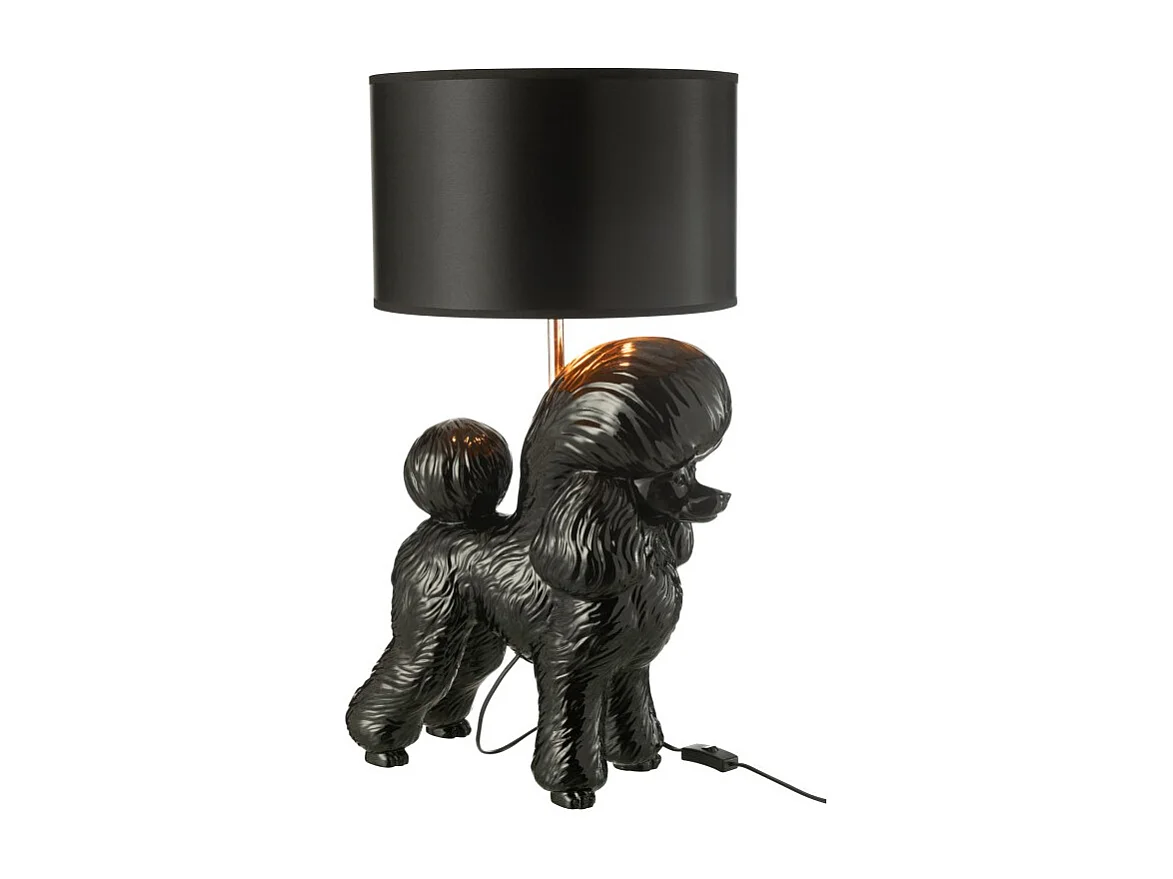 Lámpara caniche en polirresina negra 42*37*74.5 cm
