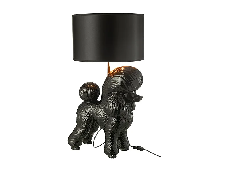 Lámpara caniche en polirresina negra 42*37*74.5 cm