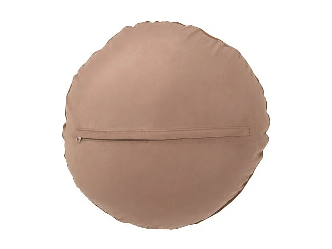 Cojín redondo de cuero marrón de 45x45x8 cm