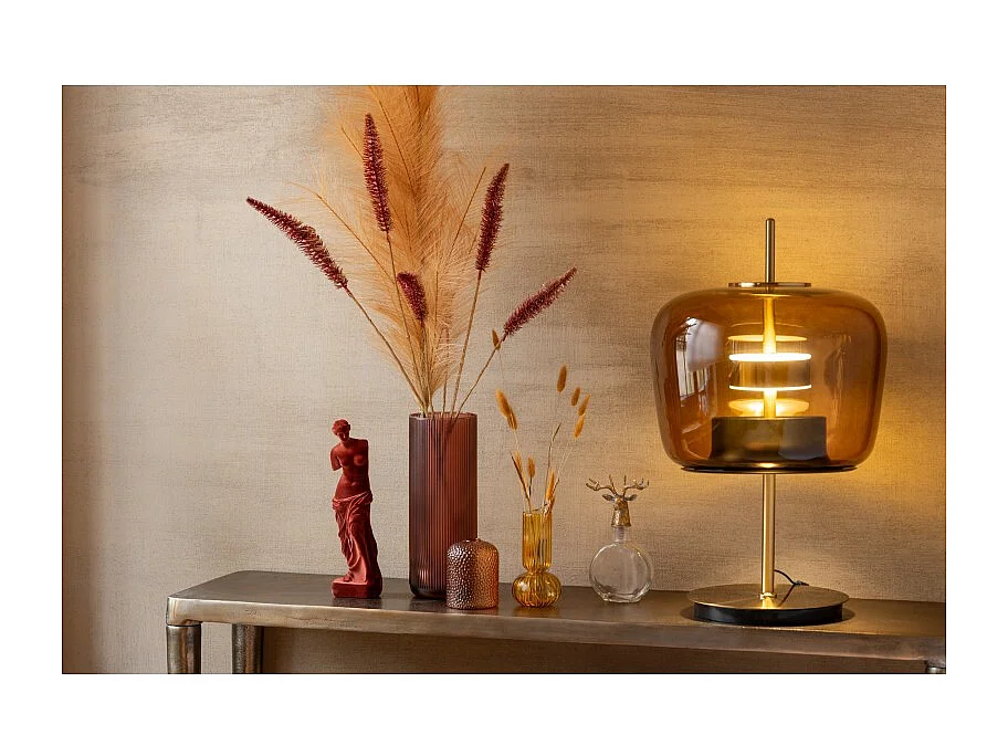 Lámpara LED de vidrio marrón 35*35*58 cm