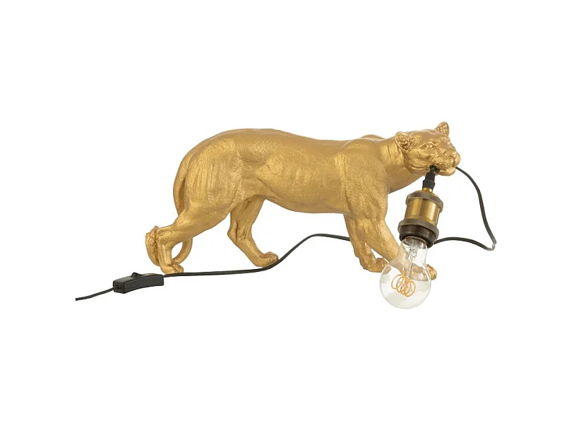 Lámpara de puma de resina dorada de 40x11x20cm
