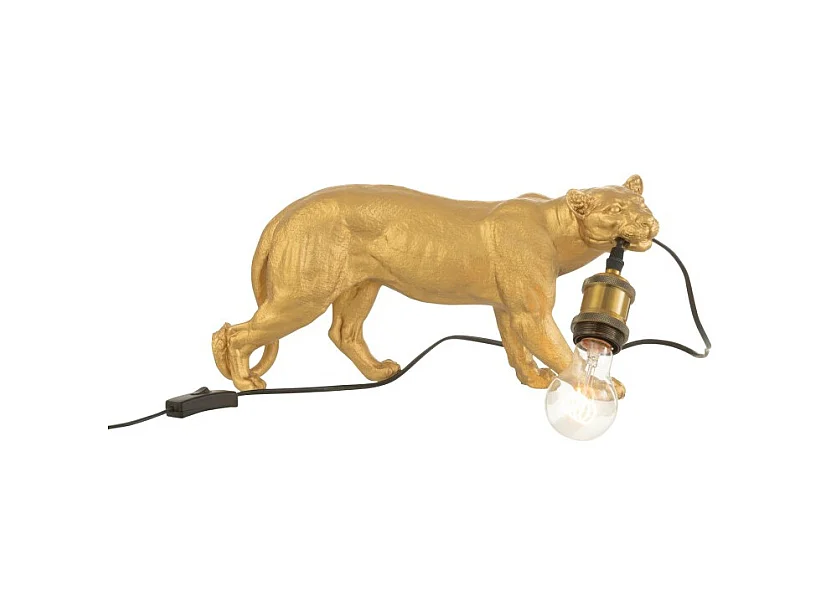Lámpara de puma de resina dorada de 40x11x20cm