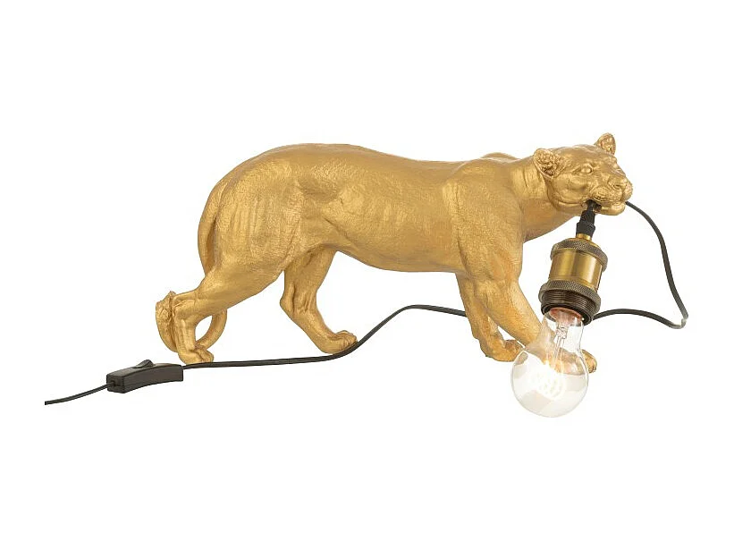 Lámpara de puma de resina dorada de 40x11x20cm