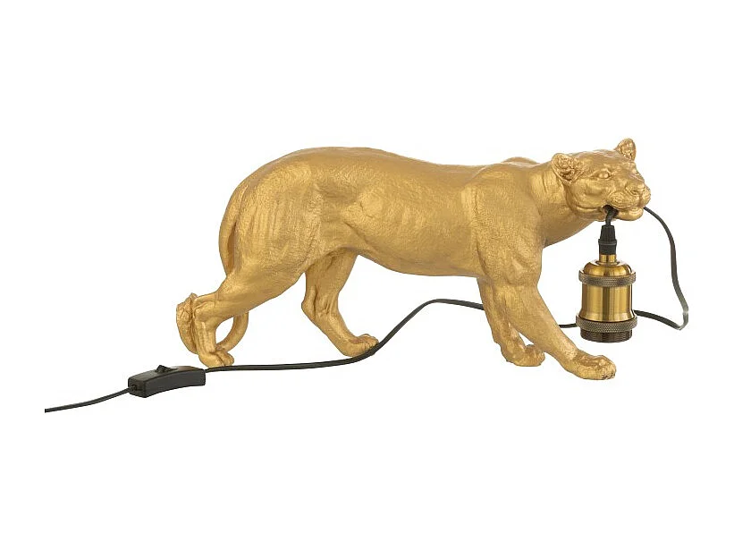 Lámpara de puma de resina dorada de 40x11x20cm