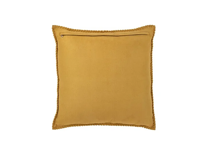 Cojín cuadrado de cuero amarillo 45x45x8 cm