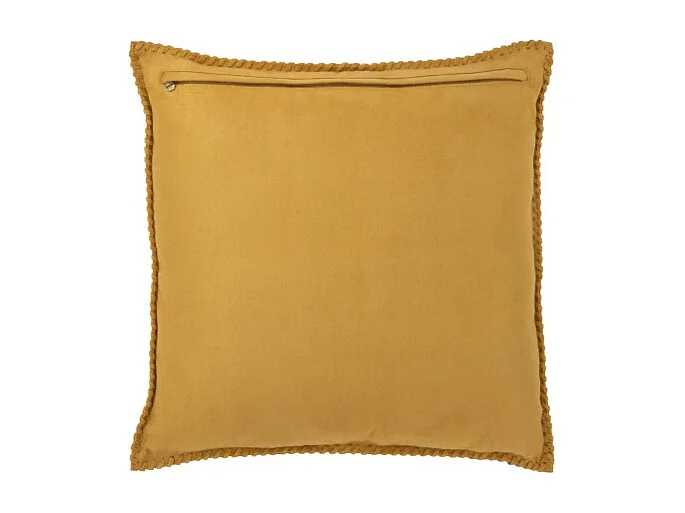 Cojín cuadrado de cuero amarillo 45x45x8 cm