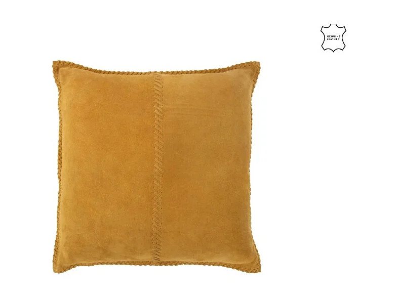 Cojín cuadrado de cuero amarillo 45x45x8 cm
