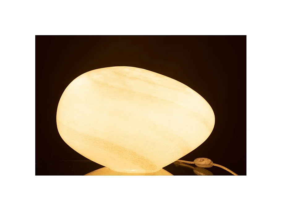 Lámpara ovalada de vidrio blanco de 40x30x24 cm