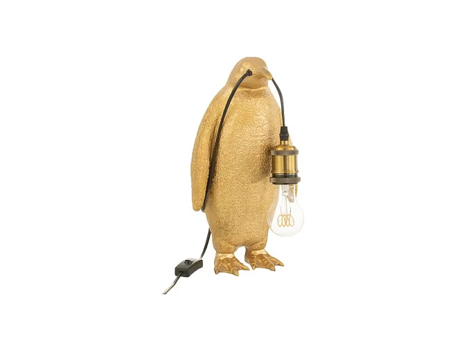 Lámpara pingüino de resina dorada 18,5x18,5x35cm