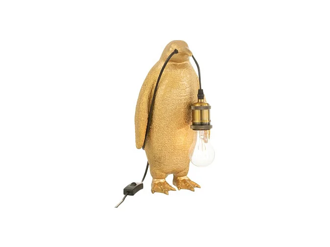 Lámpara pingüino de resina dorada 18,5x18,5x35cm
