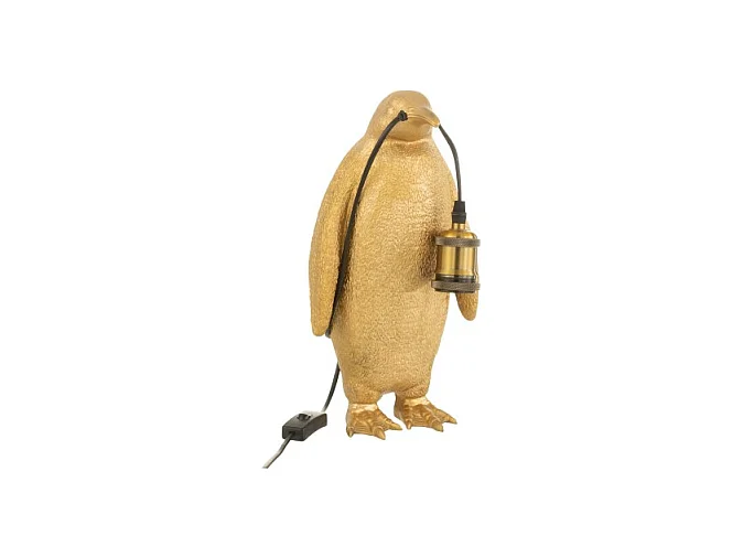 Lámpara pingüino de resina dorada 18,5x18,5x35cm