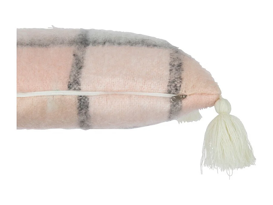 Cojín cuadrado de tela beige y rosa de 45x45x5cm